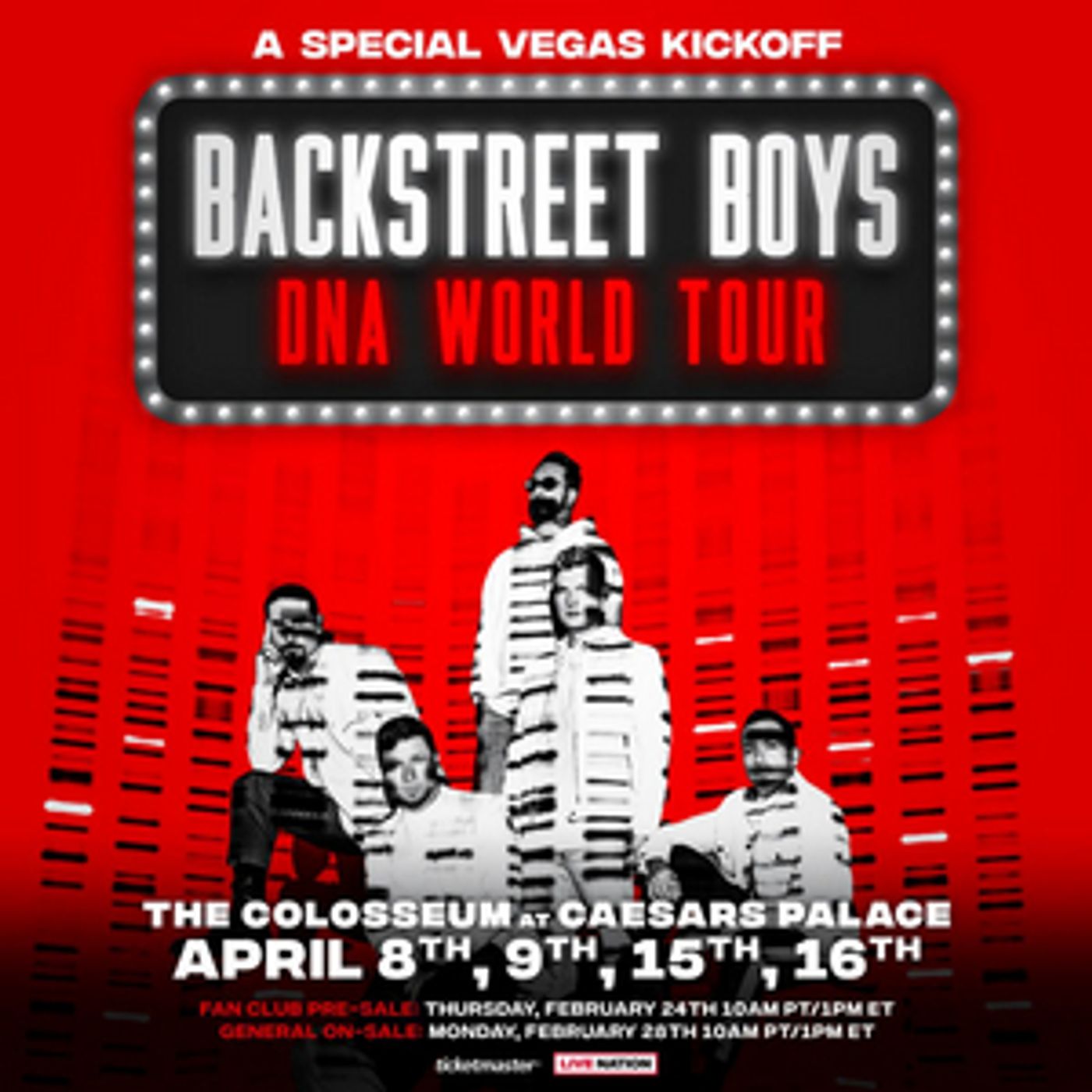 Backstreet Boys Announce Four Shows at the Colosseum at Caesars Palace to Kick off DNA World Tour Backstreet Boys Announce Four Shows at the Colosseum at Caesars Palace to Kick off DNA World Tour Image