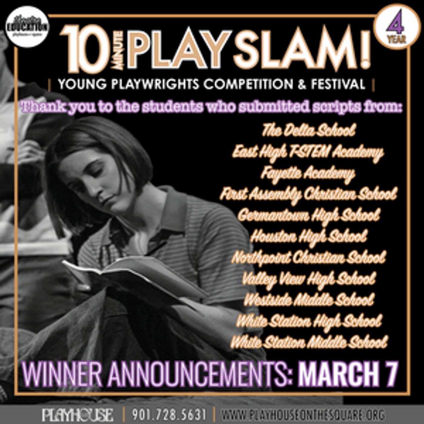 Playhouse on the Square's Department of Theatre Education Announces the Finalists and Winners for the 2022 Play Slam! Competition! Playhouse on the Square's Department of Theatre Education Announces the Finalists and Winners for the 2022 Play Slam! Competition! Image