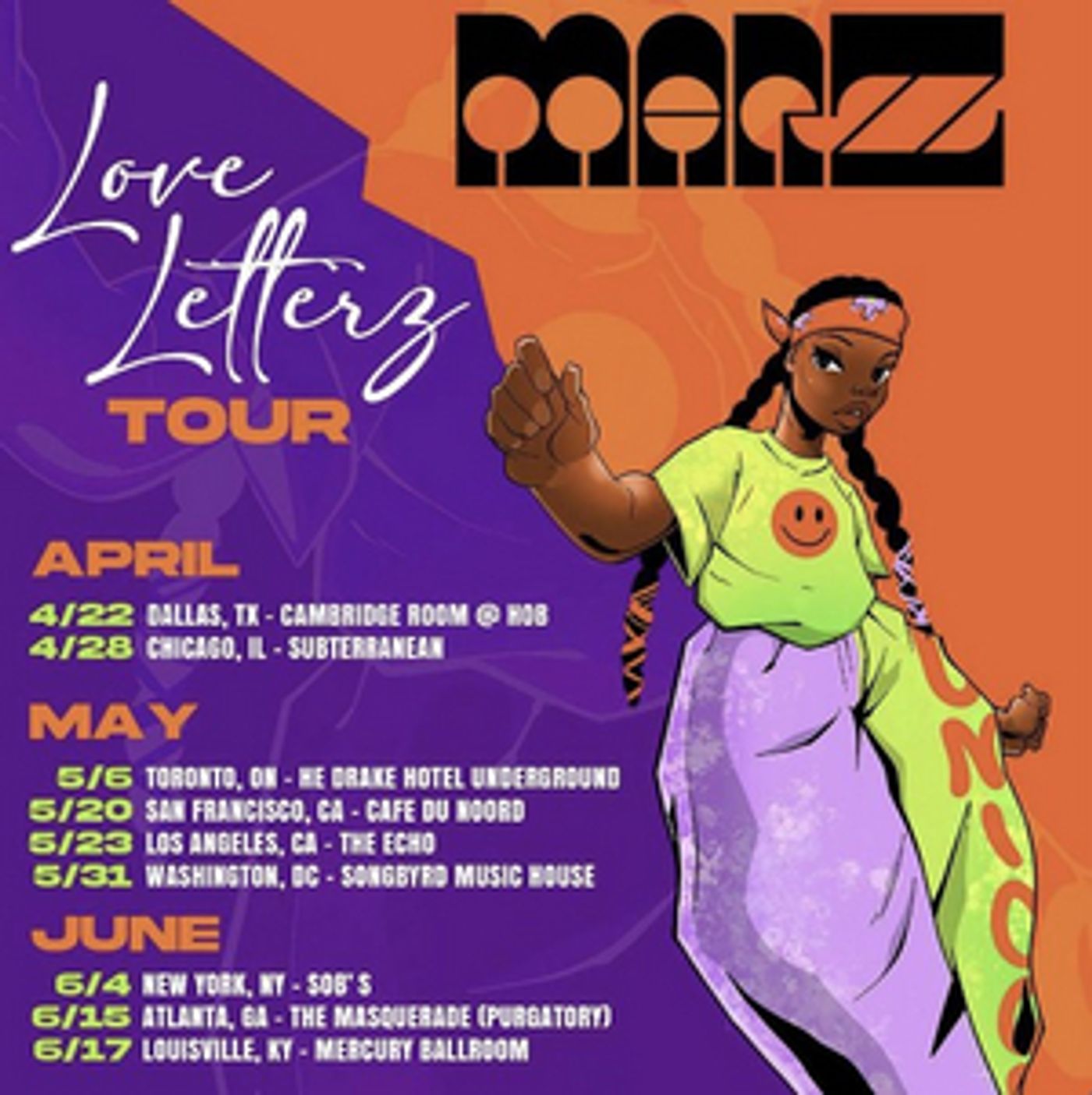 Marzz Announces 'Love Letterz' Headline Tour Marzz Announces 'Love Letterz' Headline Tour Image
