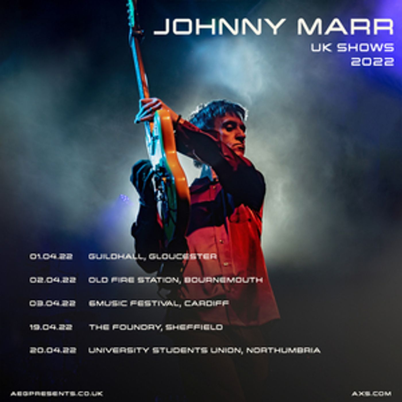 Johnny Marr Announces UK Warm Up Shows for April 2022 Johnny Marr Announces UK Warm Up Shows for April 2022 Image