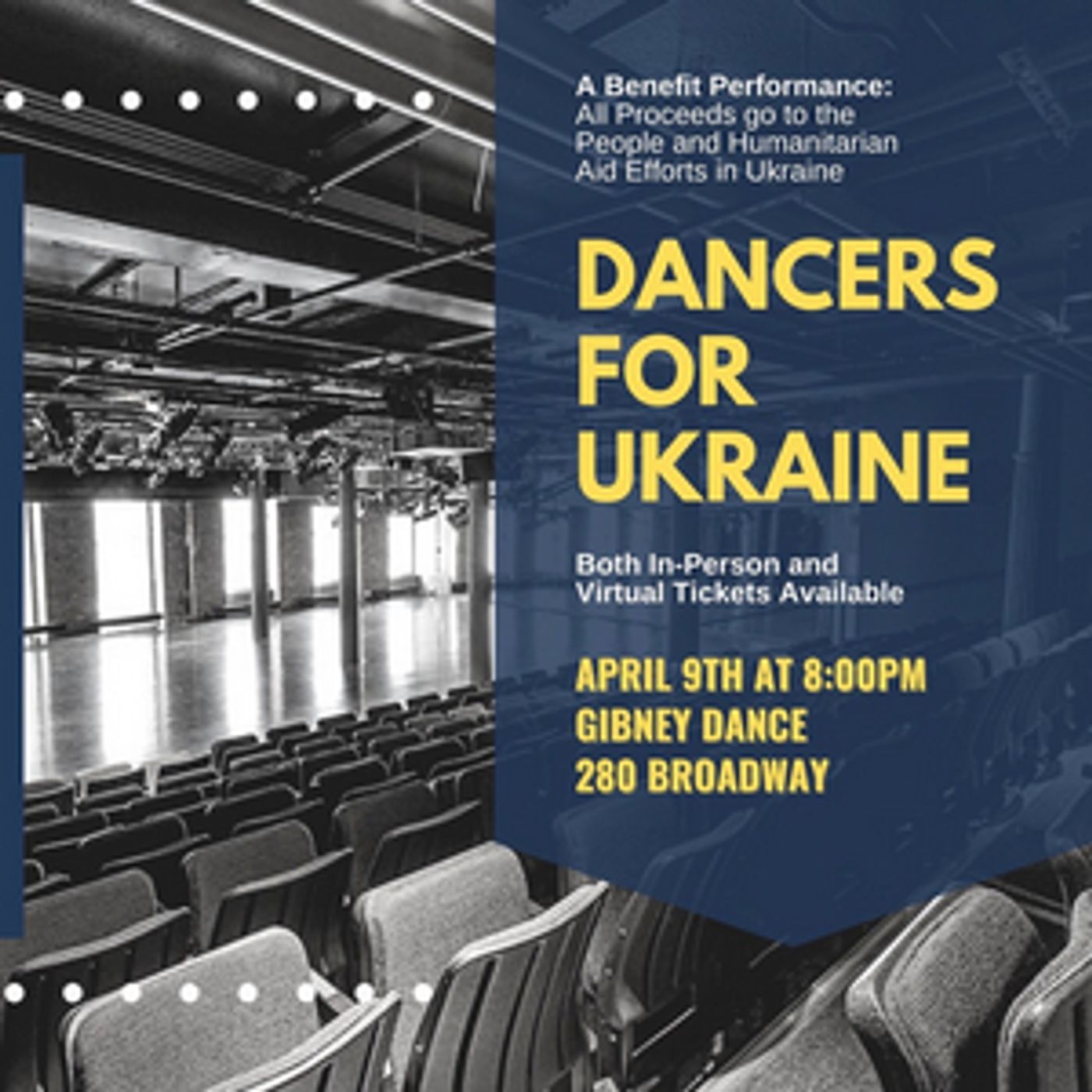 Performers For Ukraine Present DANCERS FOR UKRAINE At Gibney 280 And On Livestream, April 9 Performers For Ukraine Present DANCERS FOR UKRAINE At Gibney 280 And On Livestream, April 9 Image