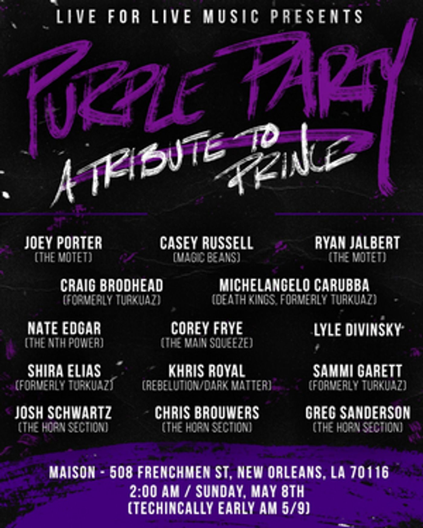 PURPLE PARTY: A TRIBUTE TO PRINCE Returns to New Orleans in May  Image