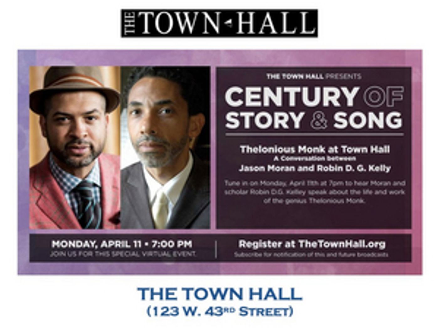 The Town Hall to Present Jason Moran and Robin D.G. Kelly in Conversation The Town Hall to Present Jason Moran and Robin D.G. Kelly in Conversation Image