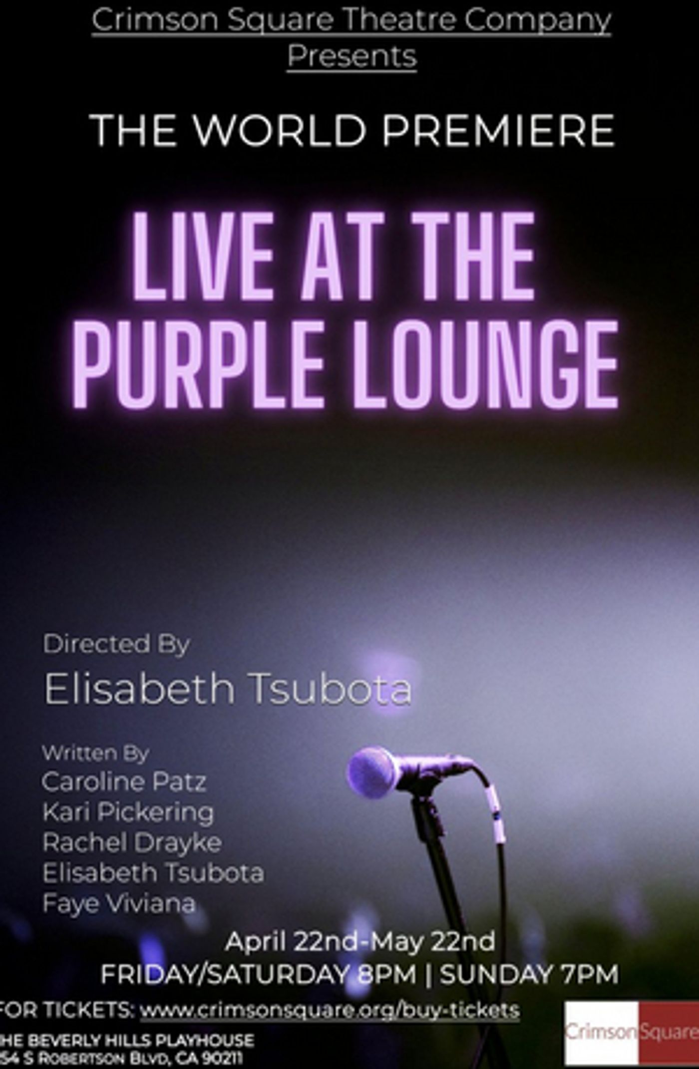 Crimson Square Theatre Company to Present World Premiere of LIVE AT THE PURPLE LOUNGE Crimson Square Theatre Company to Present World Premiere of LIVE AT THE PURPLE LOUNGE Image