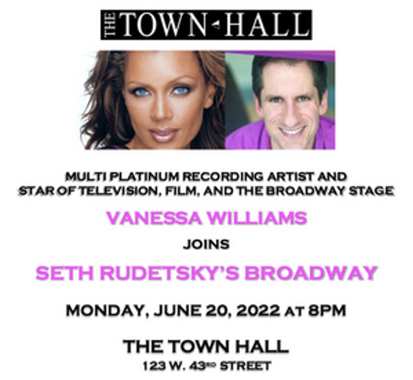 Vanessa Williams to Join SETH RUDETSKY'S BROADWAY at The Town Hall  Image