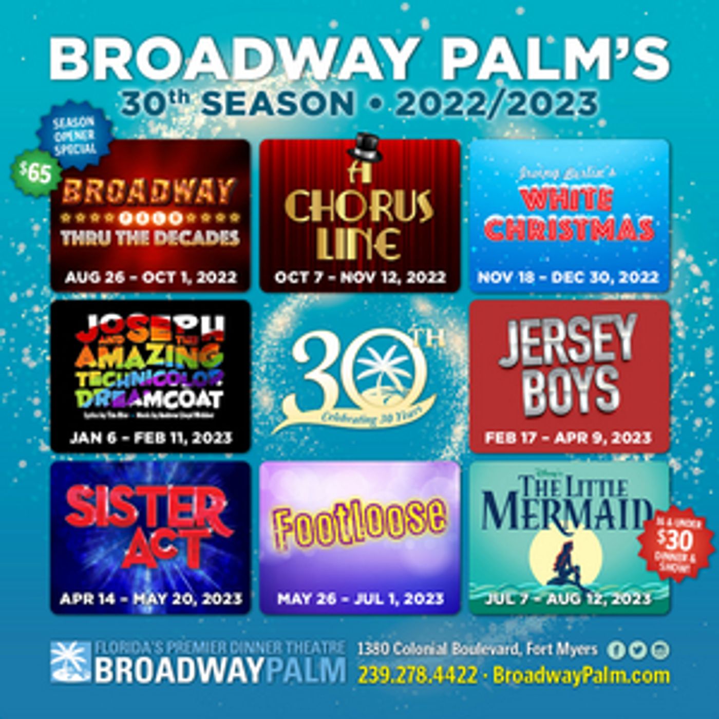 A CHORUS LINE, JERSEY BOYS & More Announced for Broadway Palm's 30th Anniversary Season  Image