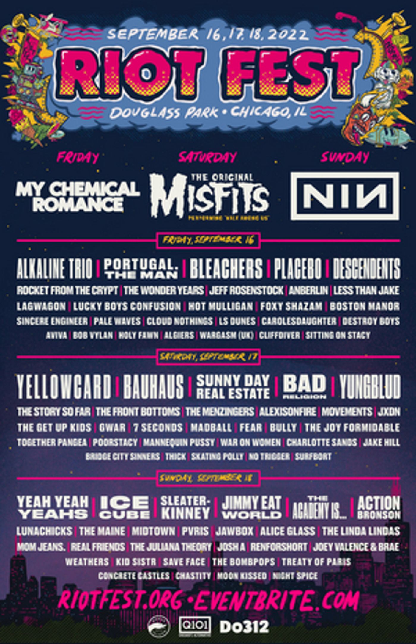 My Chemical Romance, The Original Misfits & More to Headline Riot Fest My Chemical Romance, The Original Misfits & More to Headline Riot Fest Image