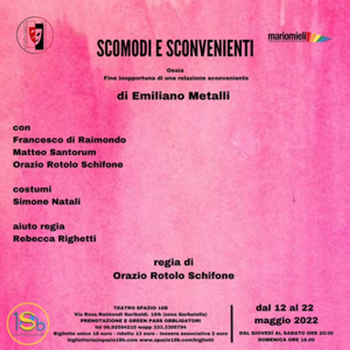 Review: SCOMODI E SCONVENIENTI OSSIA FINE INOPPORTUNA DI UNA RELAZIONE SCONVENIENTE al Teatro SPAZIO 18B Review: SCOMODI E SCONVENIENTI OSSIA FINE INOPPORTUNA DI UNA RELAZIONE SCONVENIENTE al Teatro SPAZIO 18B Image