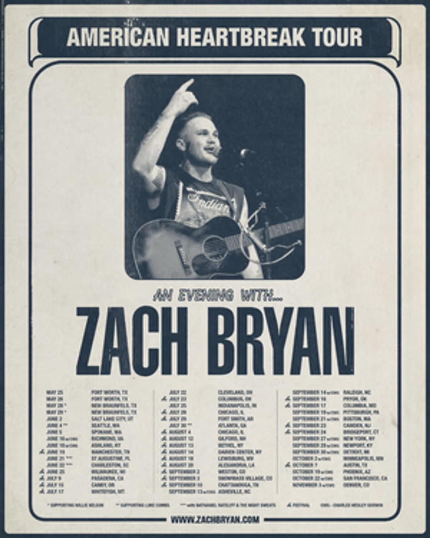 Zach Bryan Adds Dates to His 'American Heartbreak' Tour  Image