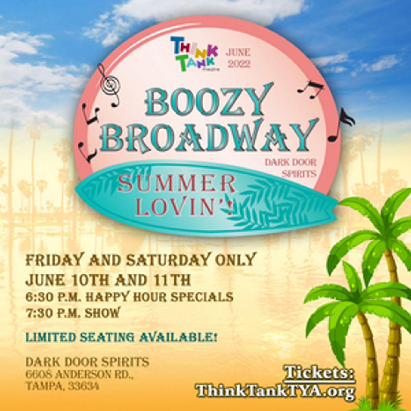 ThinkTank Theatre and Dark Door Spirits Present BOOZY BROADWAY - SUMMER LOVIN' Cabaret  Image