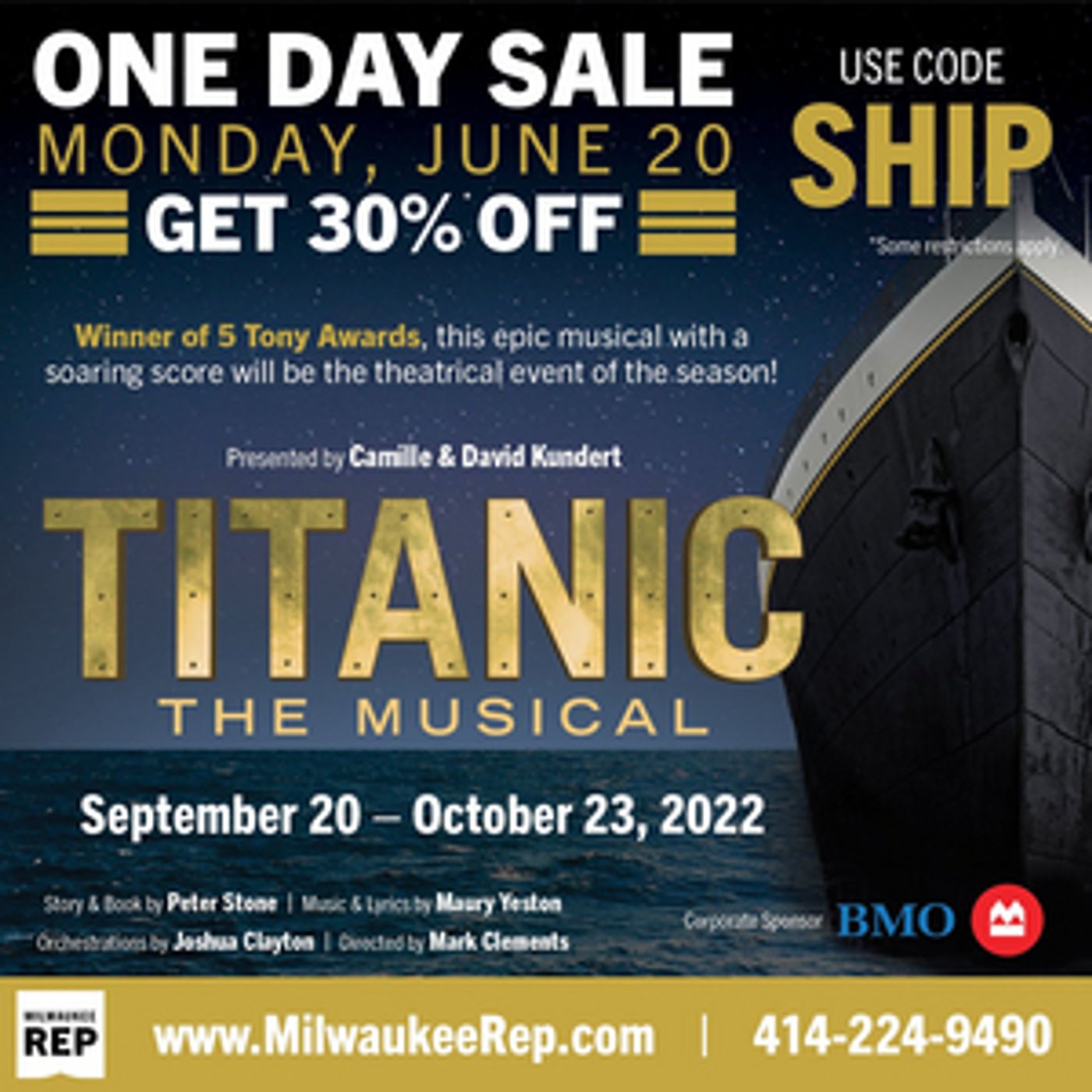 Milwaukee Repertory Theater to Present Special One Day Sale For TITANIC THE MUSICAL  Image