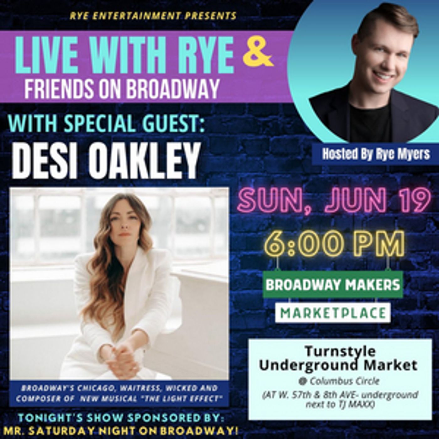 Desi Oakley to Join LIVE WITH RYE & FRIENDS ON BROADWAY This Week  Image