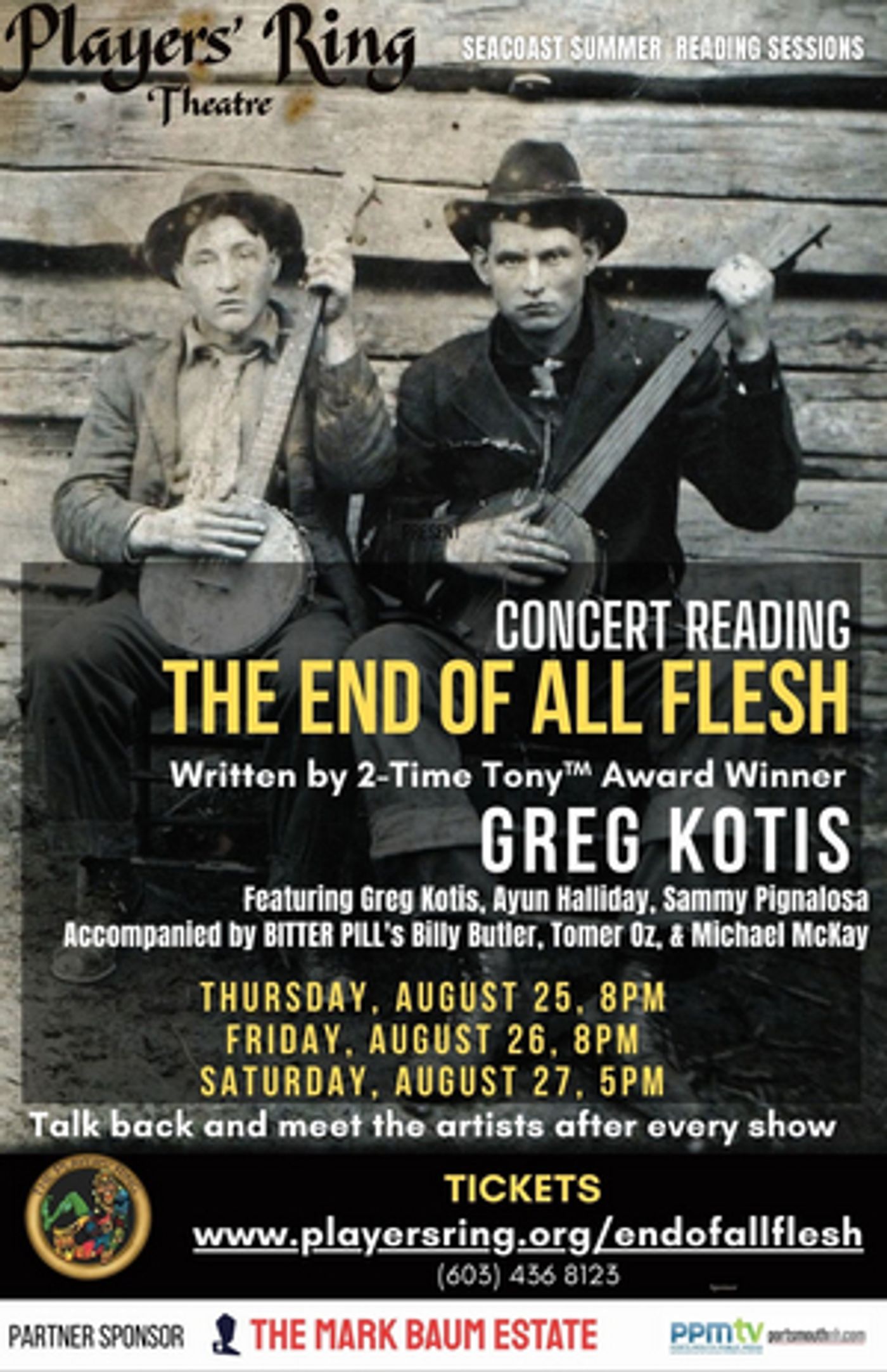 Tony Award Winning Playwright Greg Kotis to Preview New Musical THE END OF ALL FLESH at The Players' Ring  Image