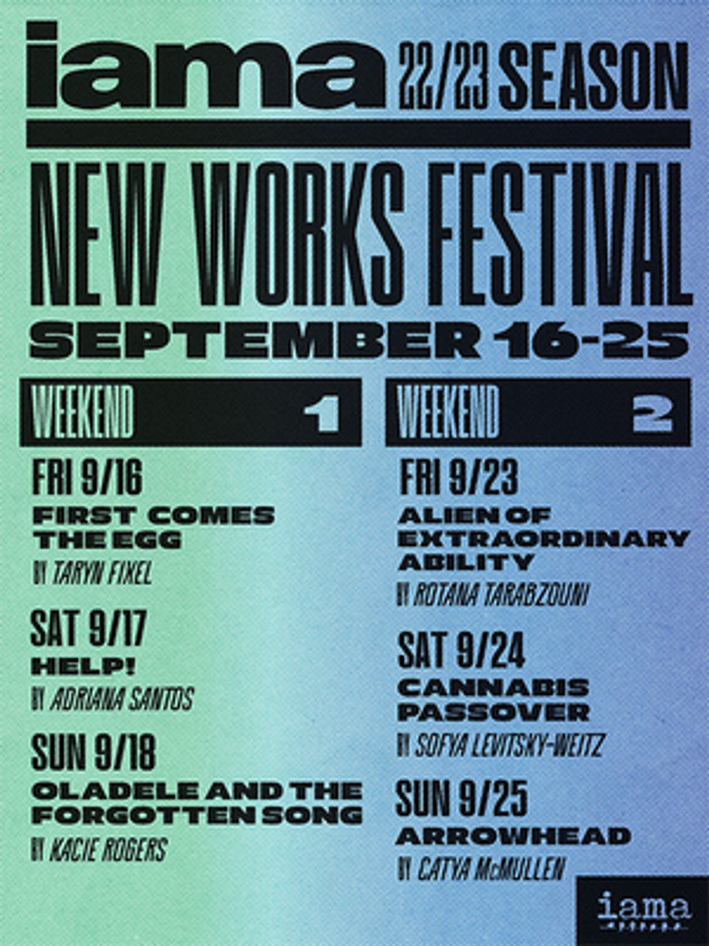 IAMA Theatre Company's New Works Festival to Feature Staged Readings of Six New Plays  Image