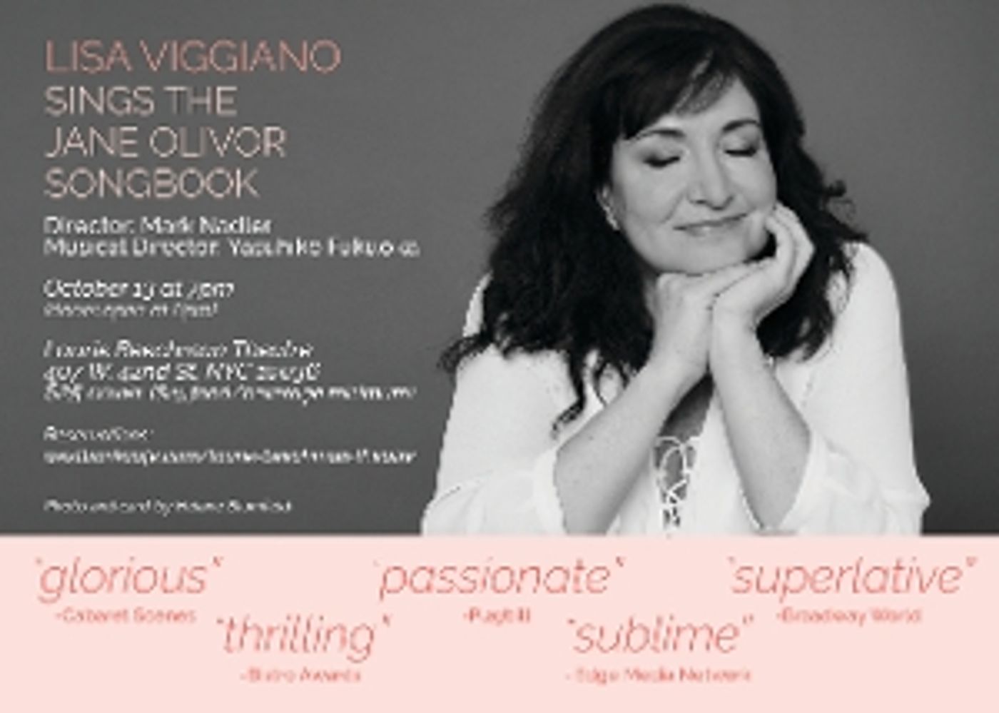 LISA VIGGIANO SINGS THE JANE OLIVOR SONGBOOK Opens at The Laurie Beechman Theatre October 13th LISA VIGGIANO SINGS THE JANE OLIVOR SONGBOOK Opens at The Laurie Beechman Theatre October 13th Image