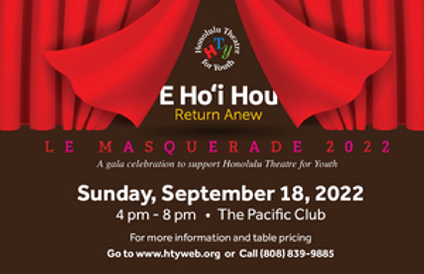 Honolulu Theatre for Youth to Present LE MASQUERADE 2022: E HOʻI HOU Fundraiser on Monday  Image