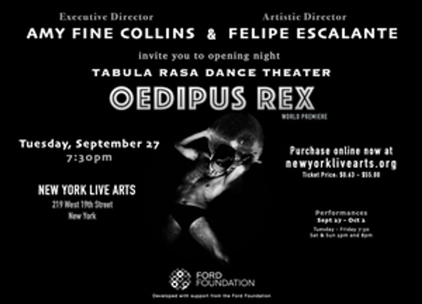 Tabula Rasa Dance Theater OEDIPUS REX Reimagines 2020 Pandemic Nightclub At New York Live Arts  Image