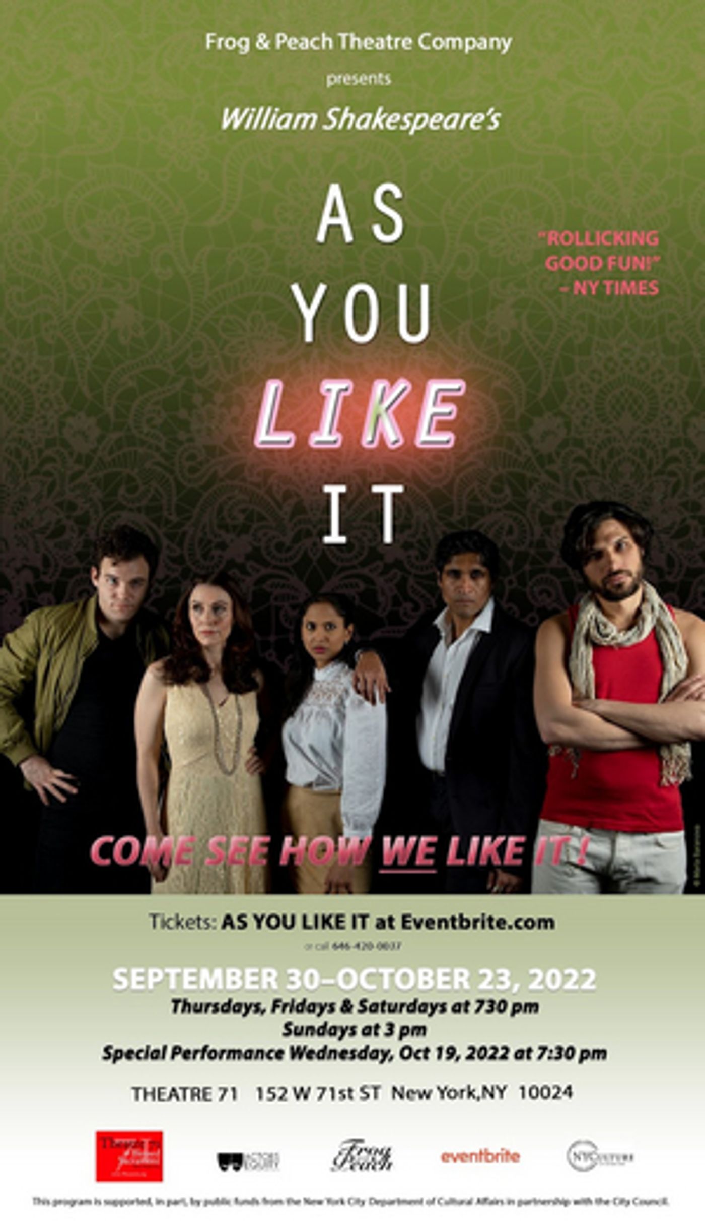 Frog & Peach Theatre Company Presents Shakespeare's AS YOU LIKE IT  Image