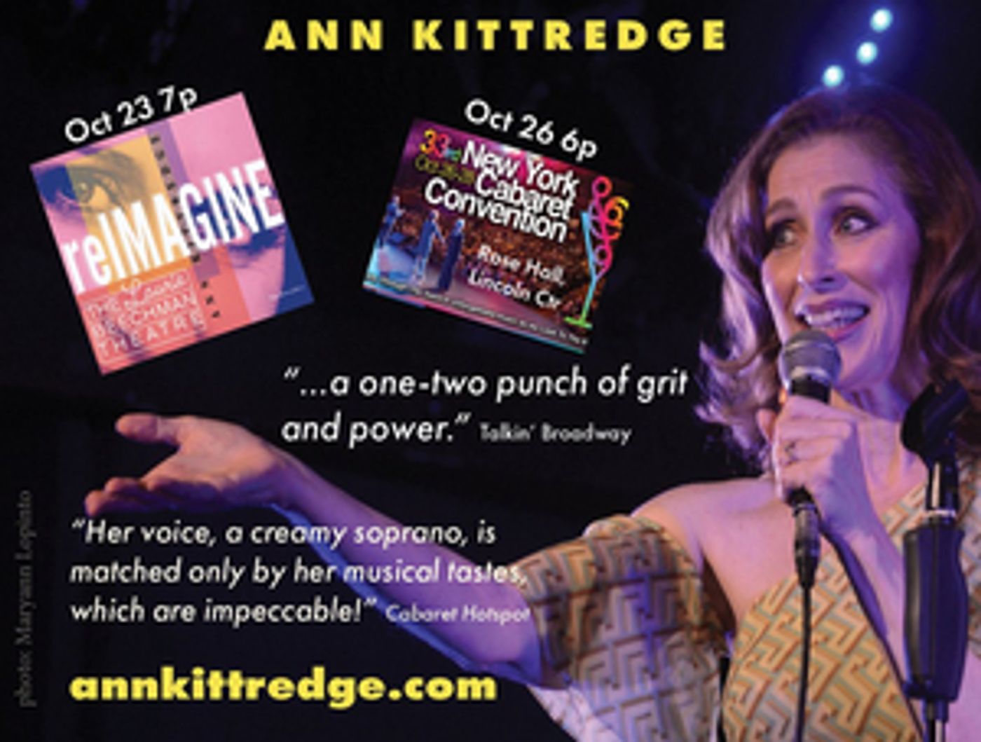 Ann Kittredge to Perform at The Laurie Beechman Theatre and The New York Cabaret Convention in October  Image
