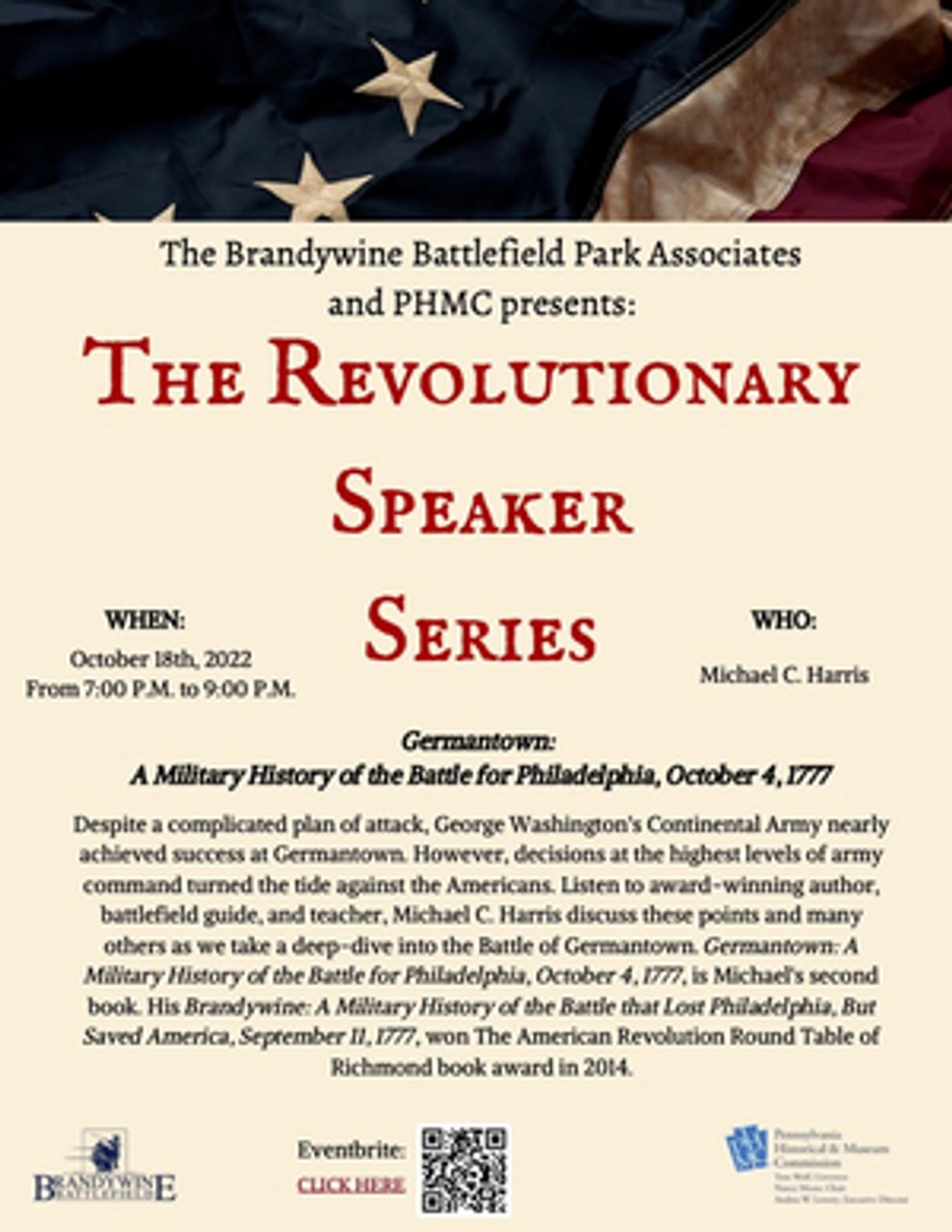 Brandywine Battlefield Park to Host Michael C. Harris for Revolutionary Speaker Series  Image
