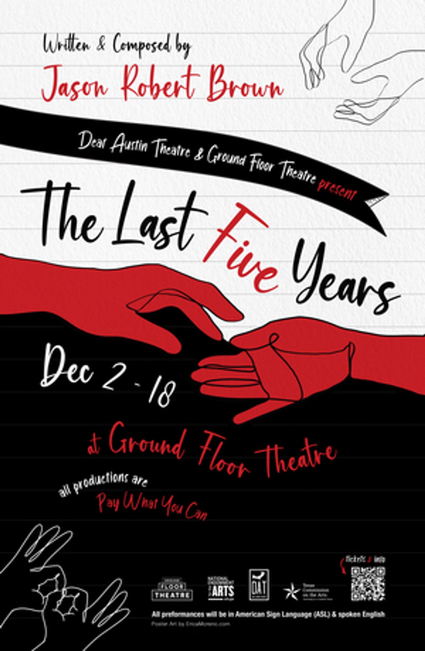 American Sign Language & English LAST FIVE YEARS to be Presented by Ground Floor Theatre and Deaf Austin Theatre  Image