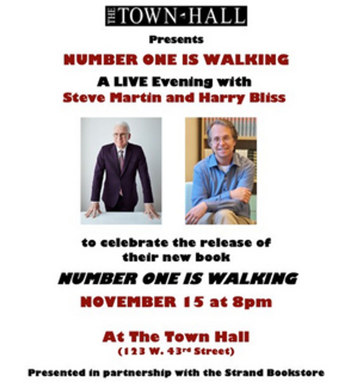 Steve Martin & Harry Bliss to Discuss Their Book NUMBER ONE IS WALKING at The Town Hall in November  Image