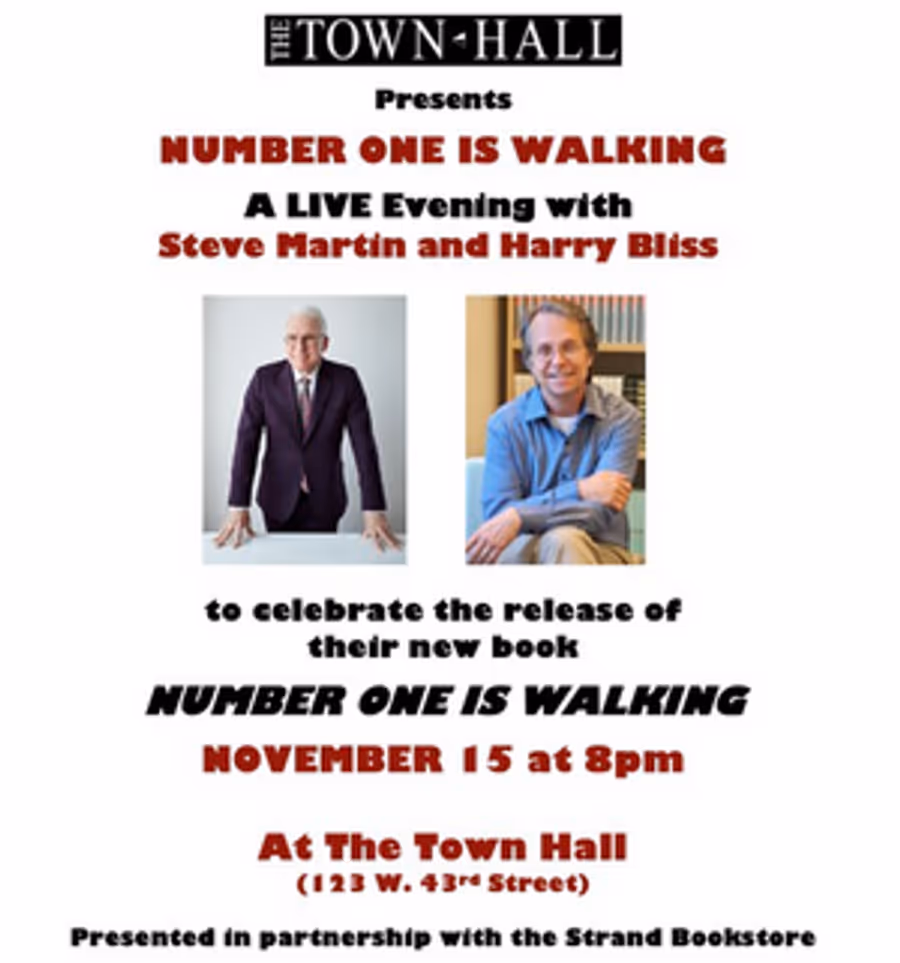 Steve Martin & Harry Bliss to Discuss Their Book NUMBER ONE IS WALKING at The Town Hall in November Image