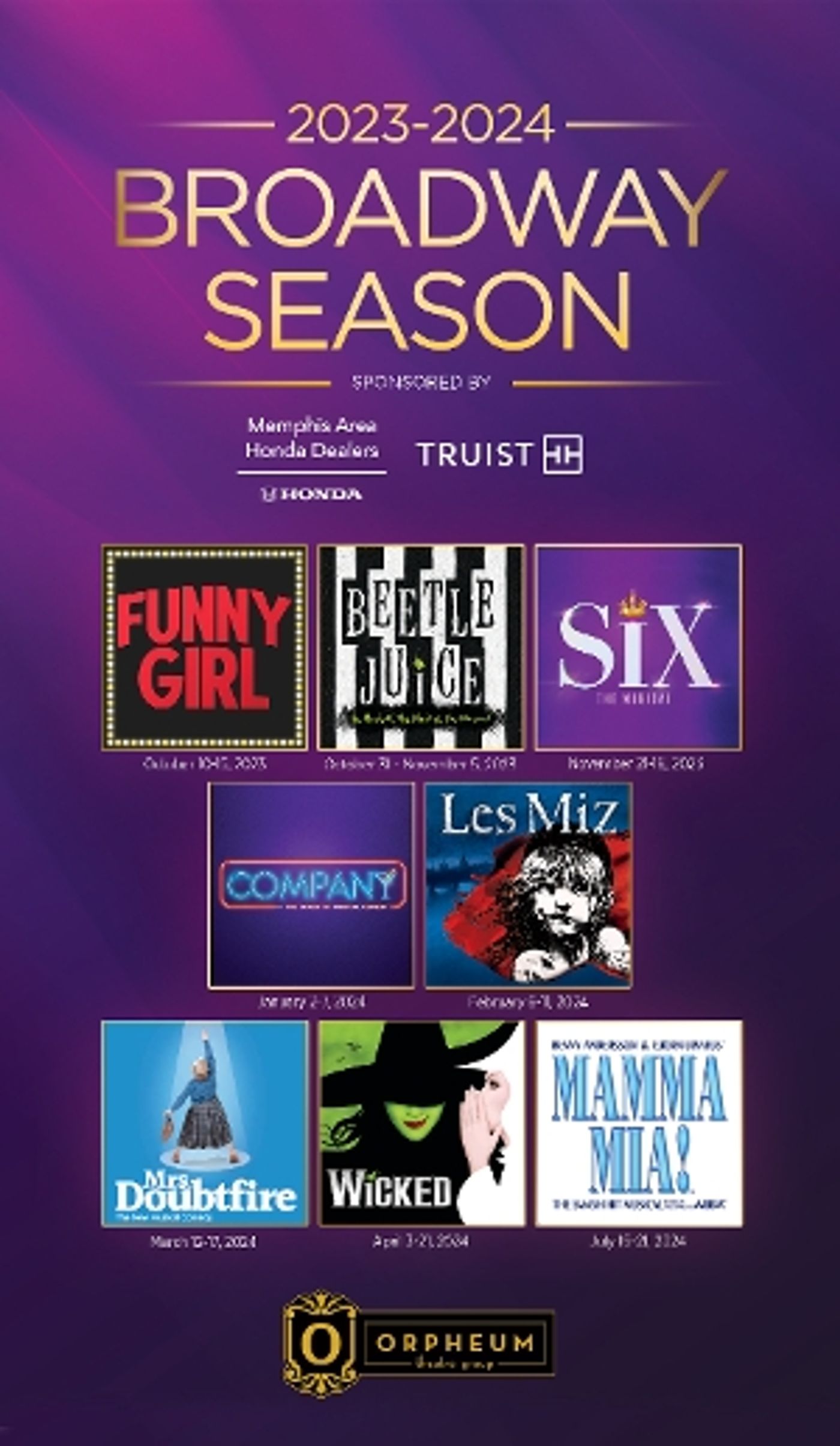 FUNNY GIRL, BEETLEJUICE, COMPANY And More Announced For 2023-2024 Broadway Season at The Orpheum Theatre Memphis  Image
