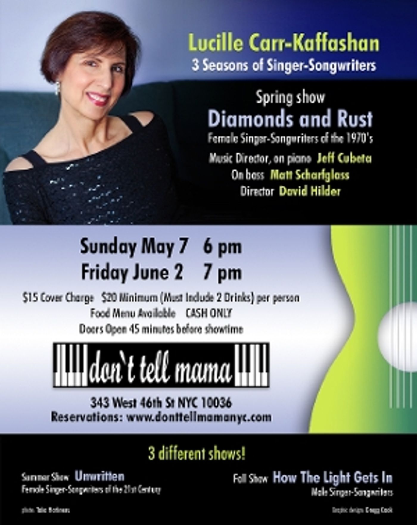 Lucille Carr-Kaffashan Returns To Don't Tell Mama With THREE SEASONS OF SINGER-SONGWRITERS  Image