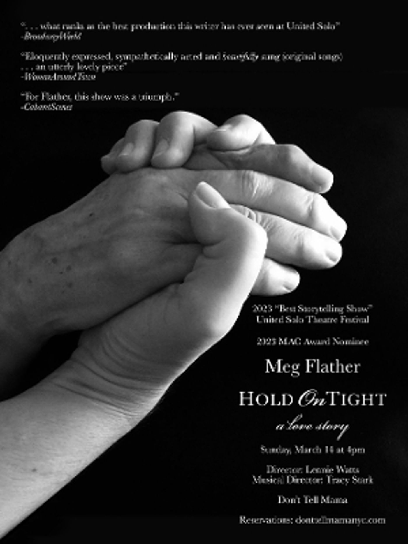 Meg Flather's Award Winning HOLD ON TIGHT Will Play Don't Tell Mama May 14th  Image