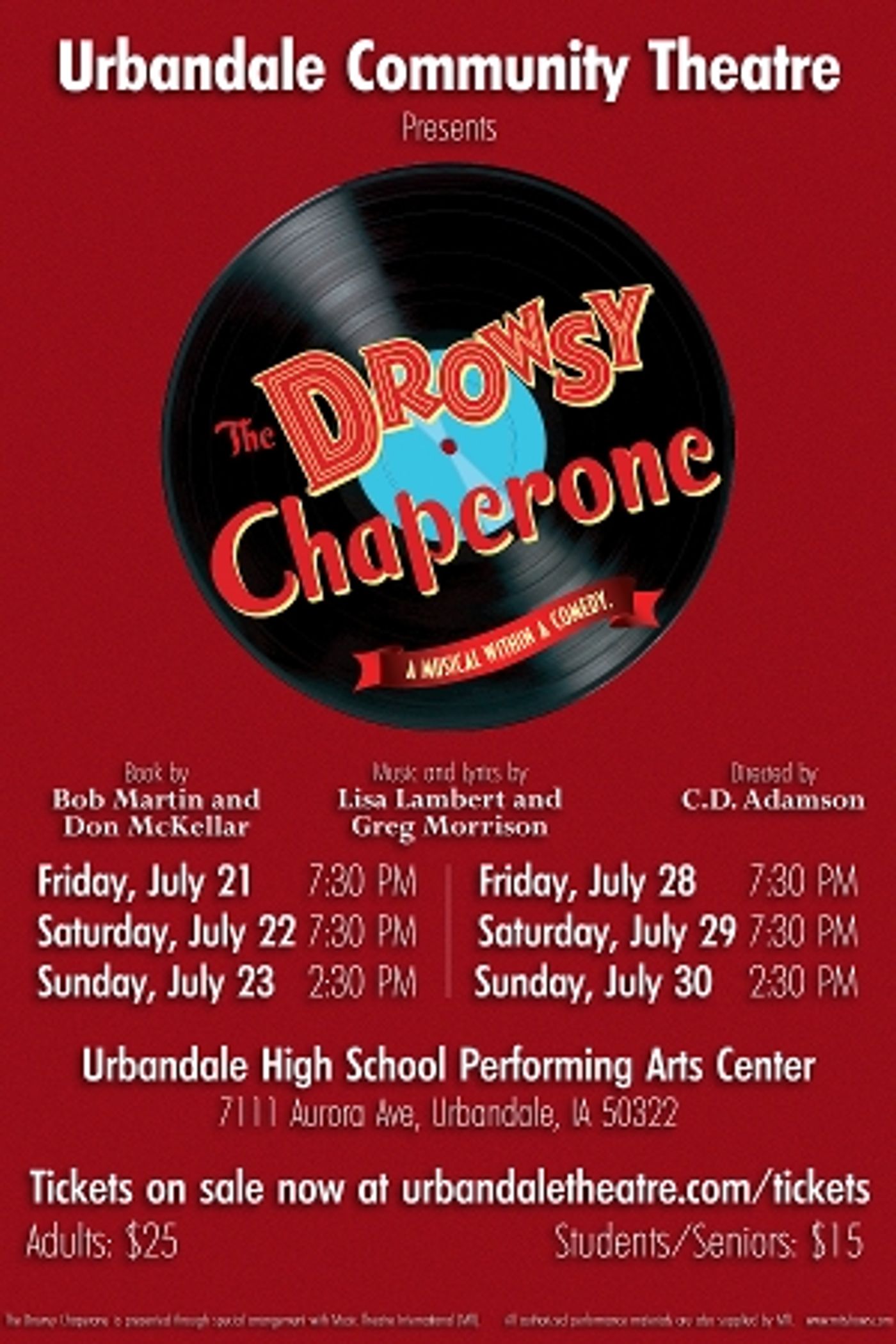 Feature: THE DROWSY CHAPERONE at Urbandale Community Theatre  Image