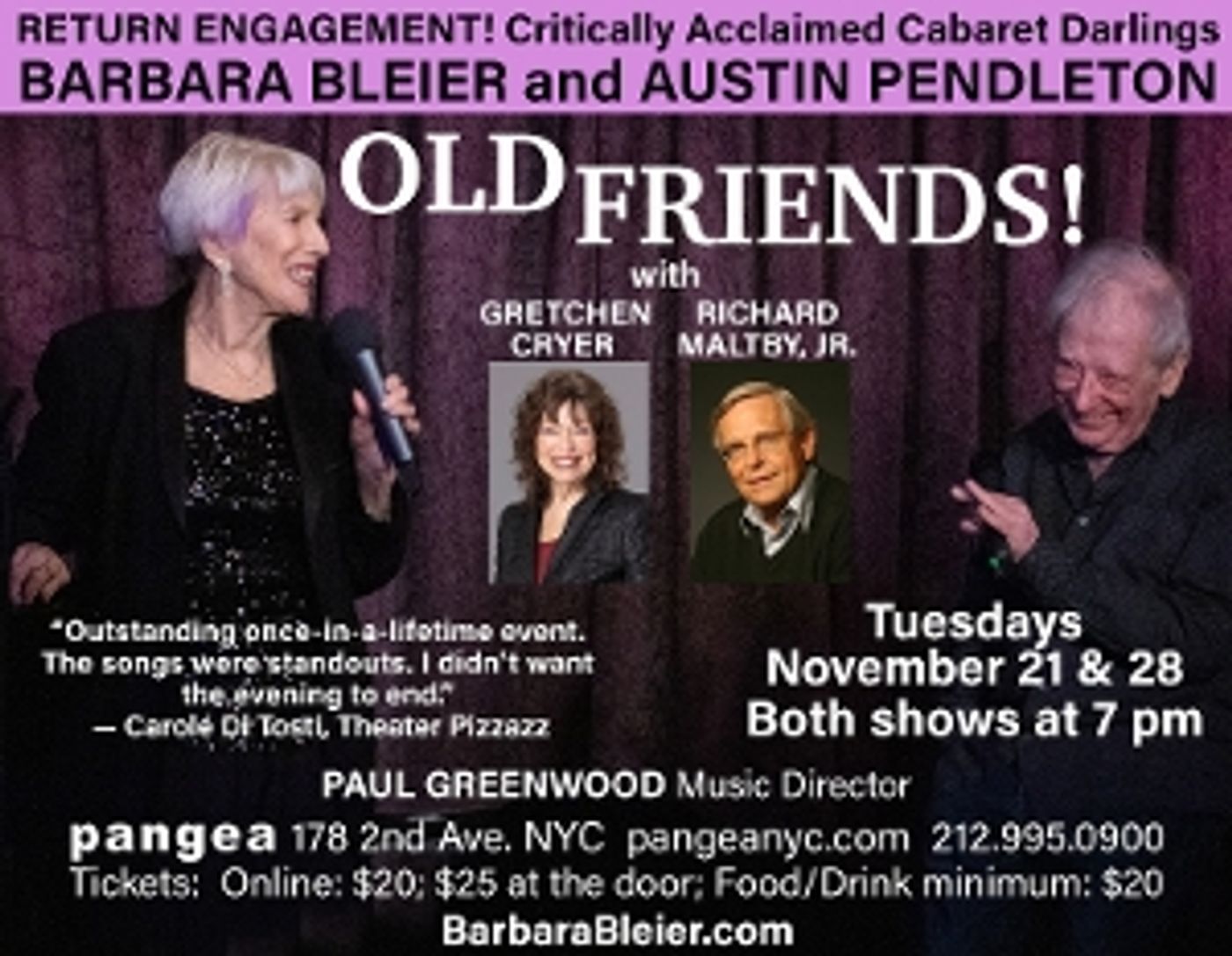 Barbara Bleier and Austin Pendleton Bring OLD FRIENDS! Back To Pangea  Image