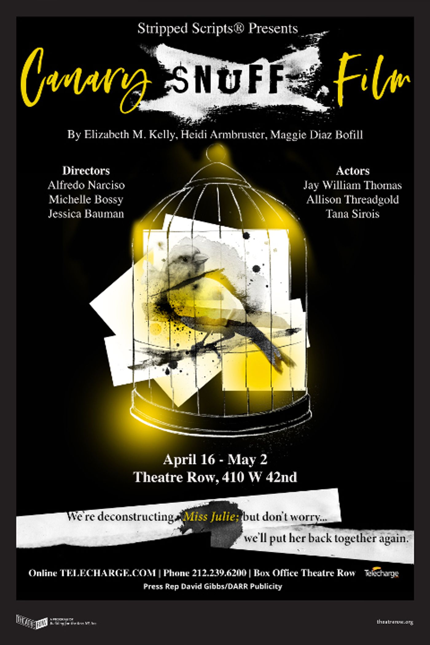 CANARY SNUFF FILM Announced At Theatre Row From Stripped Scripts Theater Co.  Image