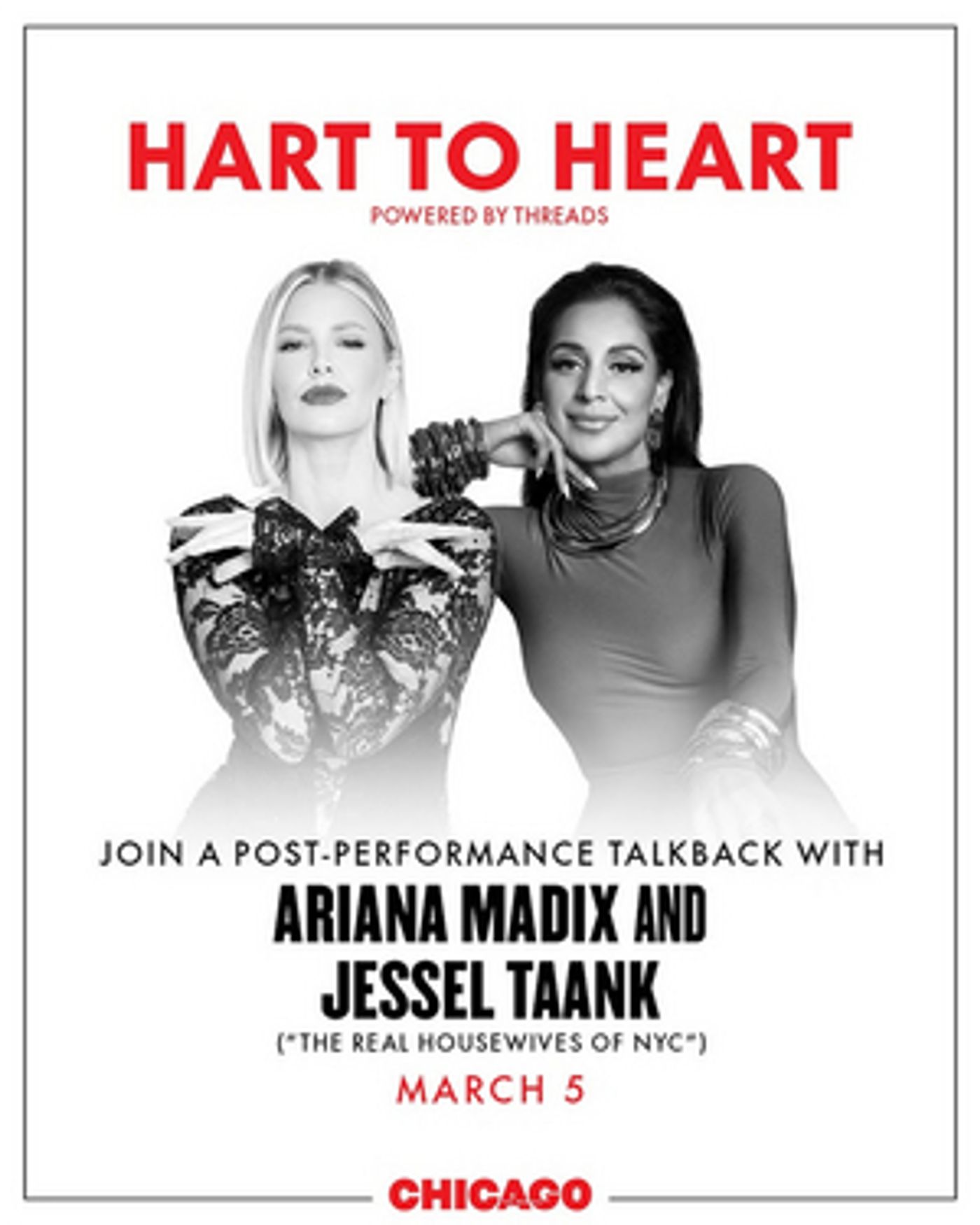 CHICAGO Will Host 'Hart To Heart' Post-Show Talkback with Ariana Madix and Jessel Taank  Image
