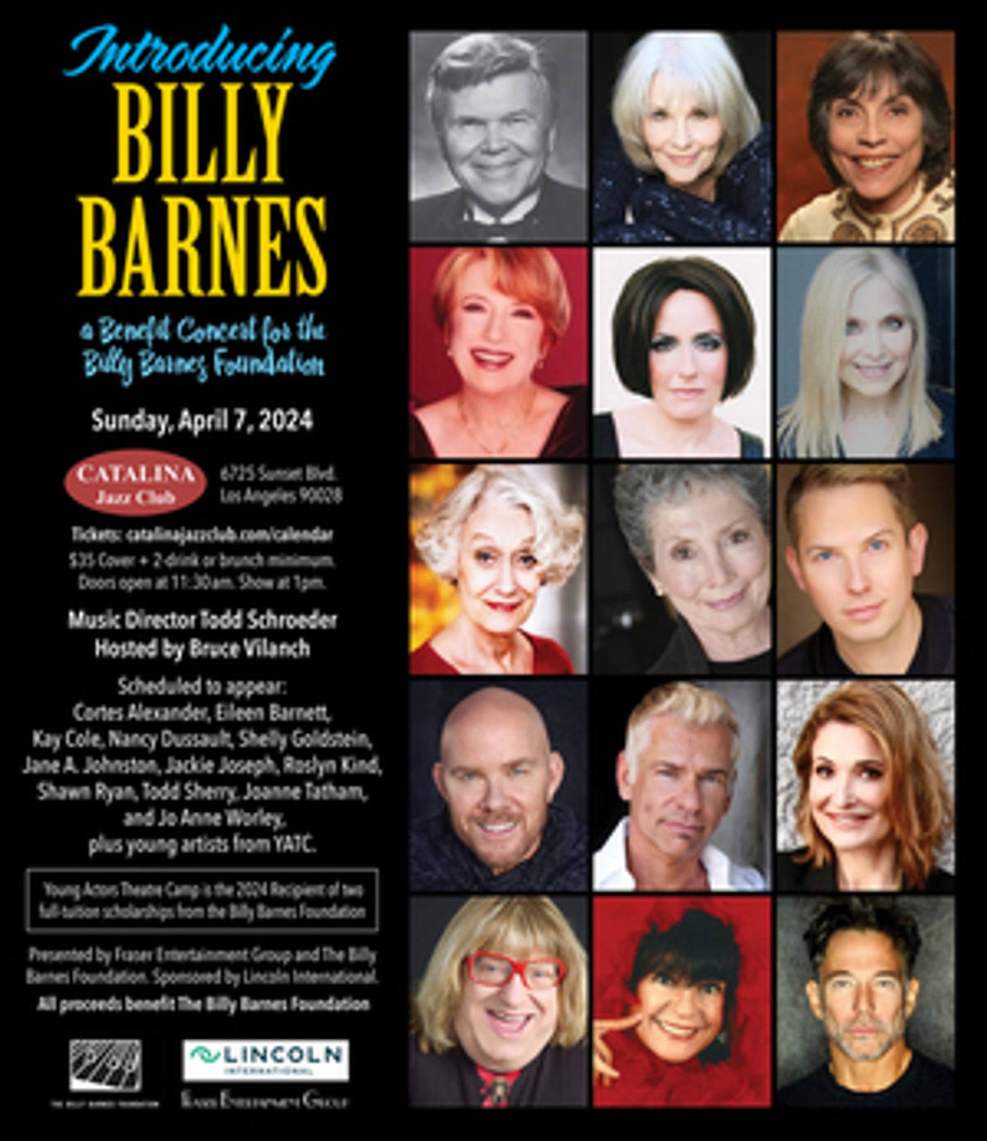 Cast Set For INTRODUCING BILLY BARNES Concert at Catalina Jazz Club  Image
