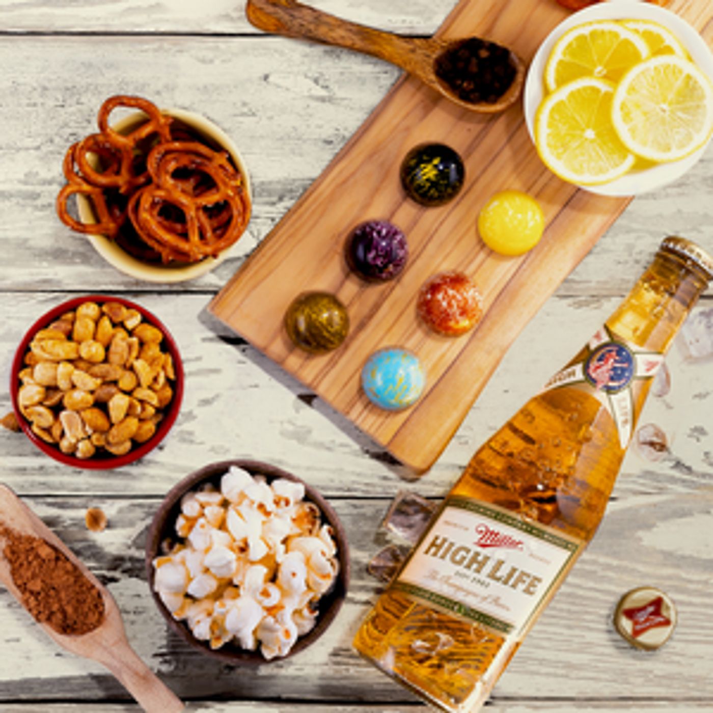 MILLER HIGH LIFE-Chocolates Inspired by Favorite Bar Snacks  Image