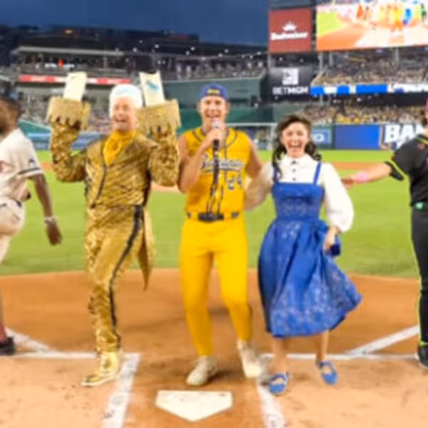 Disney's BEAUTY AND THE BEAST Takes The Field With Derek Klena And The Savannah Banan Photo