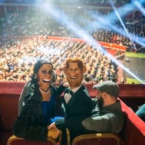 Photos: Meghan and Harry from IDIOTS ASSEMBLE: SPITTING IMAGE THE MUSICAL Visit…