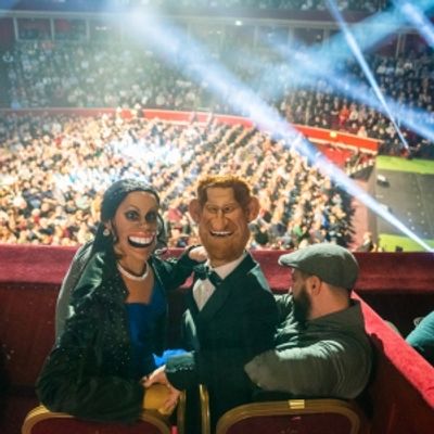 Photos: Meghan and Harry from IDIOTS ASSEMBLE: SPITTING IMAGE THE MUSICAL Visit Royal Albert Hall