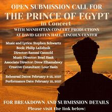 Buổi hòa nhạc THE PRINCE OF EGYPT tại Lincoln Center mở đơn đăng ký casting Photo