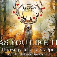 AS YOU LIKE IT Will Be Performed as Part of Montana Shakespeare in the Parks