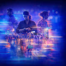 Ensemble för NIGHT CITY på Southwark Playhouse Borough Photo