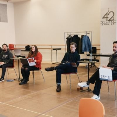 Photos: Lin-Manuel Miranda, Aidy Bryant, Nick Kroll, and Andrew Rannells in Rehearsal For ALL IN