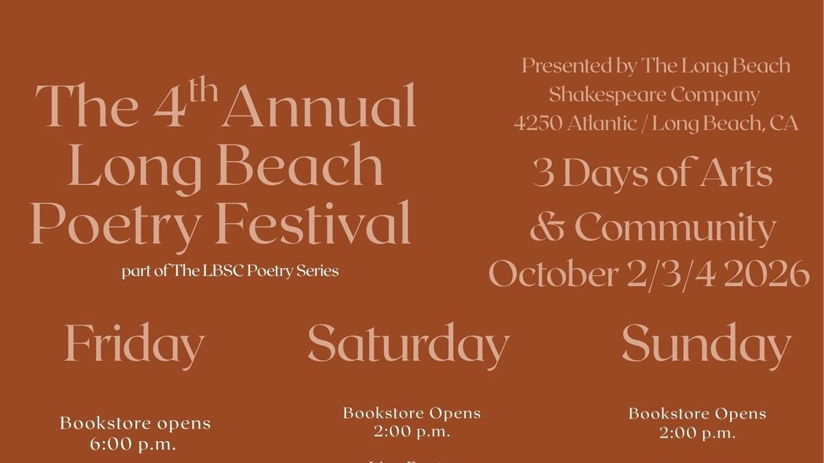 4th Annual Long Beach Poetry Festival to Open at Helen Borgers Theater