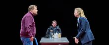 First Look at James Corden, Anna Maxwell Martin and Zachary Hart in THE CONSTITUENT