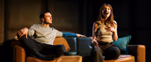 Stuart Thompson and Poppy Gilbert in FLYBY at Southwark Playhouse Borough
