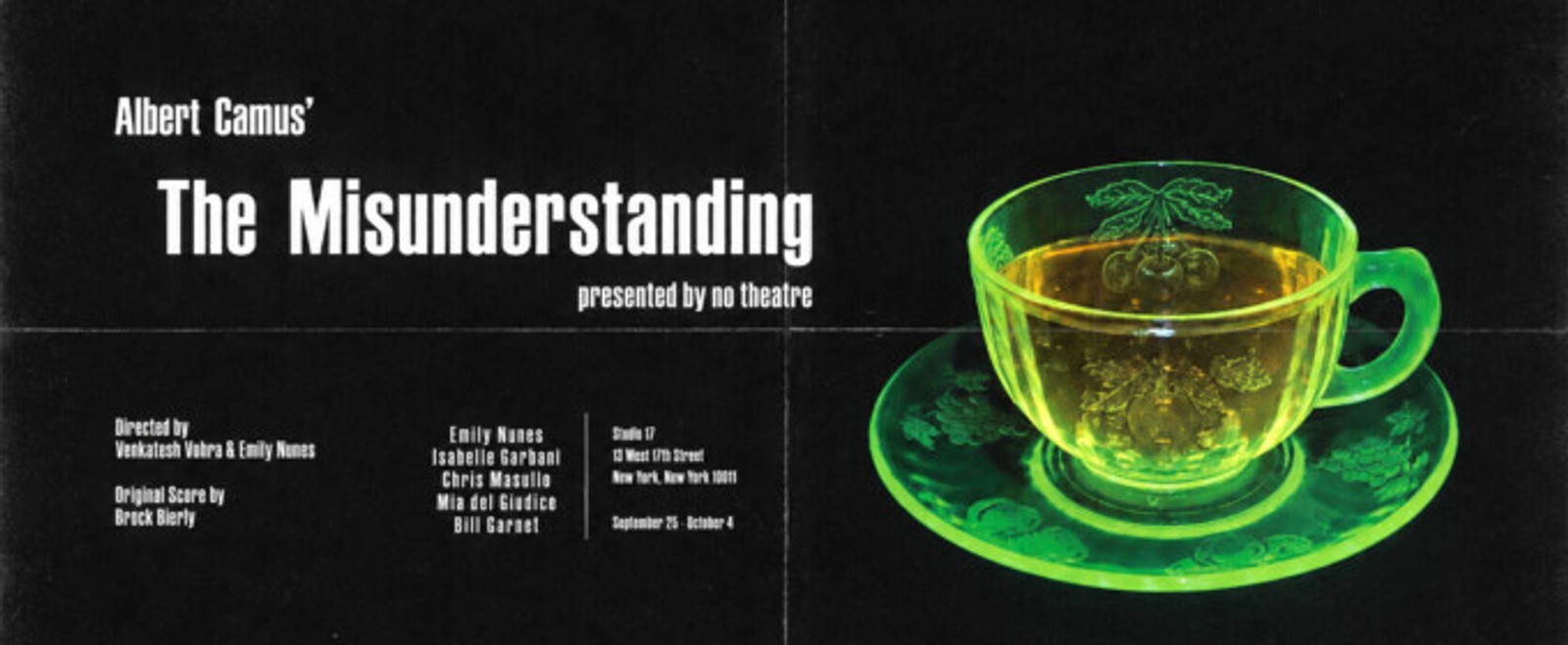 Albert Camus' THE MISUNDERSTANDING To Play Limited Engagement at Studio 17