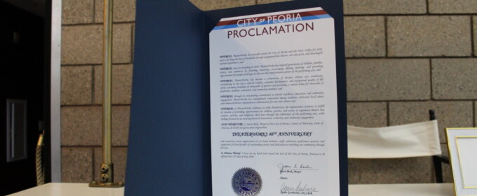 City of Peoria Recognizes TheaterWorks' 40th Anniversary