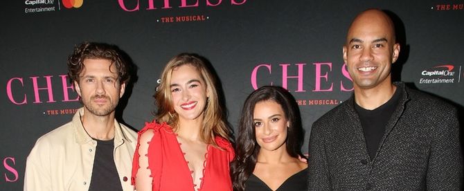 Photos: CHESS Stars Lea Michele, Aaron Tveit, and Nicholas Christopher Meet the Press