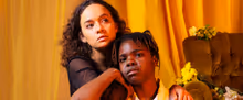 Photo: Francesca Amewudah-Rivers and Nadi Kemp-Sayfi in TENDER at the Bush Theatre